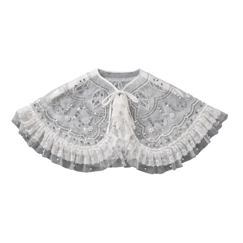 Kids False Collar Embroidered Beading Collar Adjustable Half Shawl for Girls Princess Dress Lace Collar Accessories  White | Fruugo SG