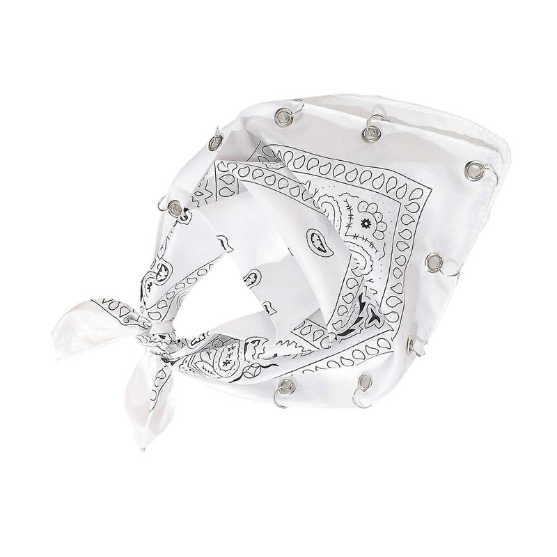 Multipurpose Cotton Bandana Scarf Kerchief with Practical Eyelet Hook Attachments  White | Fruugo SG