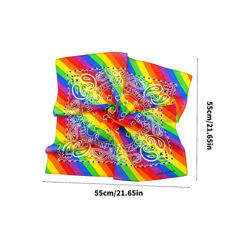 Rainbow Stripes Paisley Floral Women Pocket Square Scarf Cute Rabbit Ear Headband Bandana Hip-Hop Wristband Neck Tie  One Size | Fruugo SG