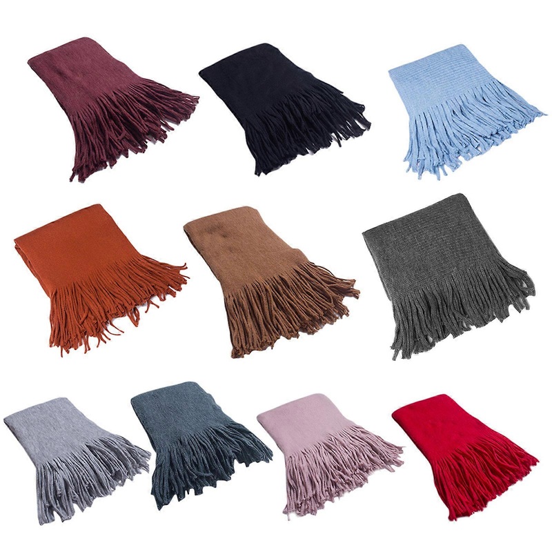 Winter Thick Warm Long Scarf Faux Wool Solid Color Tassels Oversized Shawl Wrap  Pink | Fruugo SG