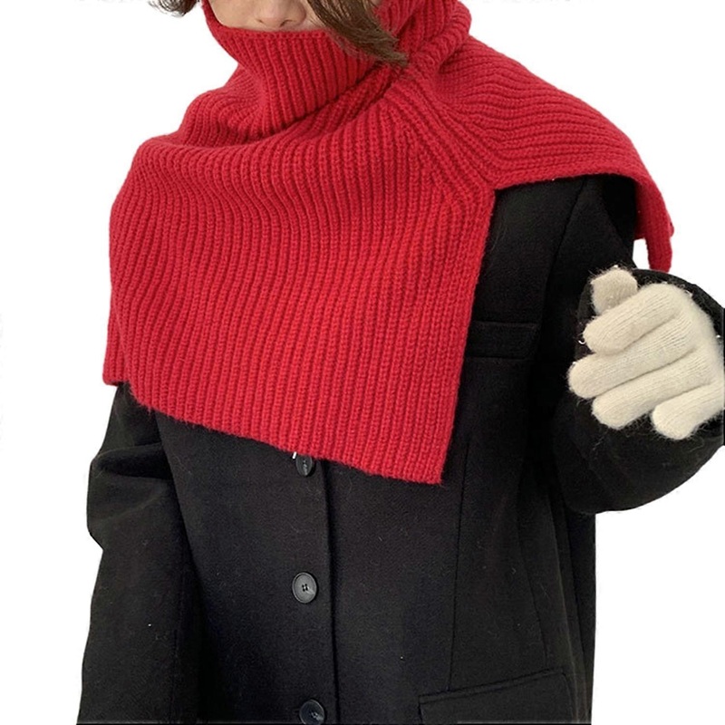 Women Autumn Winter Knitted Scarf Turtleneck Side Split Shawl Scarf Thick Warm High Neck Collar | Fruugo SG