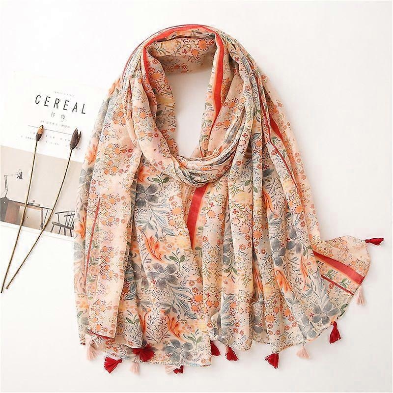 Women’s Boho Scarf Lightweight Floral Print Scarf Fall/Winter Fashion Fringe Scarf Shawl,Birthday Gift,Christmas Gift-SL2009-018 Orange | Fruugo SG