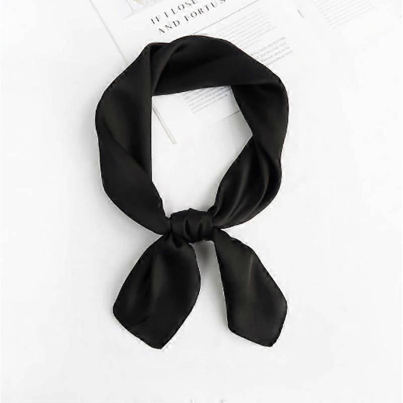 Women’s Fashion Soft Large Satin Square Chiffon Polyester Scarf Set Head Neck Multiuse Solid Colors Available-Black | Fruugo SG