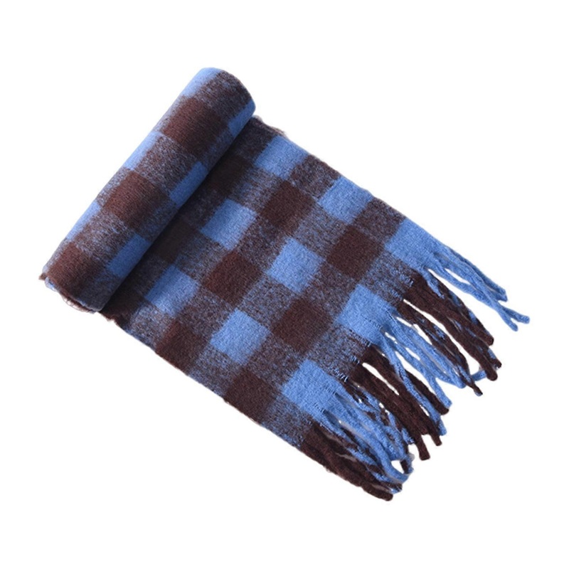 Women Scarf Plaid Print Tassel Decoration Knitted Scarf Imitation Cashmere Warm Shawl Winter | Fruugo SG