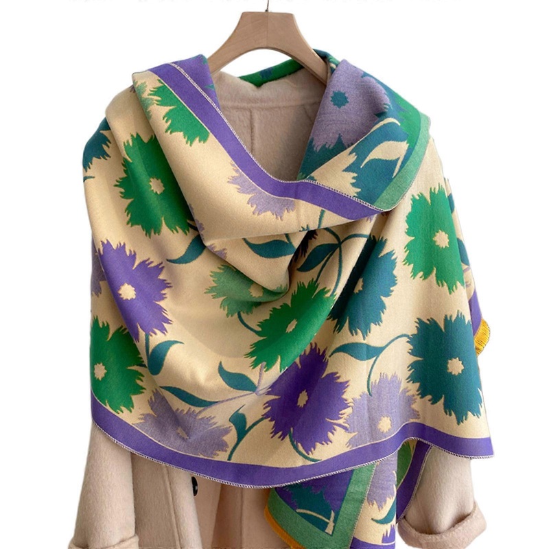 Women Scarf Winter Windproof Hijabs Lady Long Shawls Faux Pashmina Bandana Scarves Wraps Casual Travel Shopping Scarf  purple green | Fruugo SG