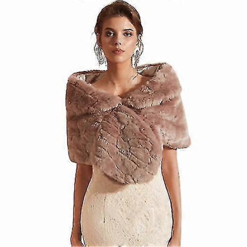 Womens Faux Fur Wrap Shawl Stole Bridal Shrug Cape Collar Scarf Shawl | Fruugo SG