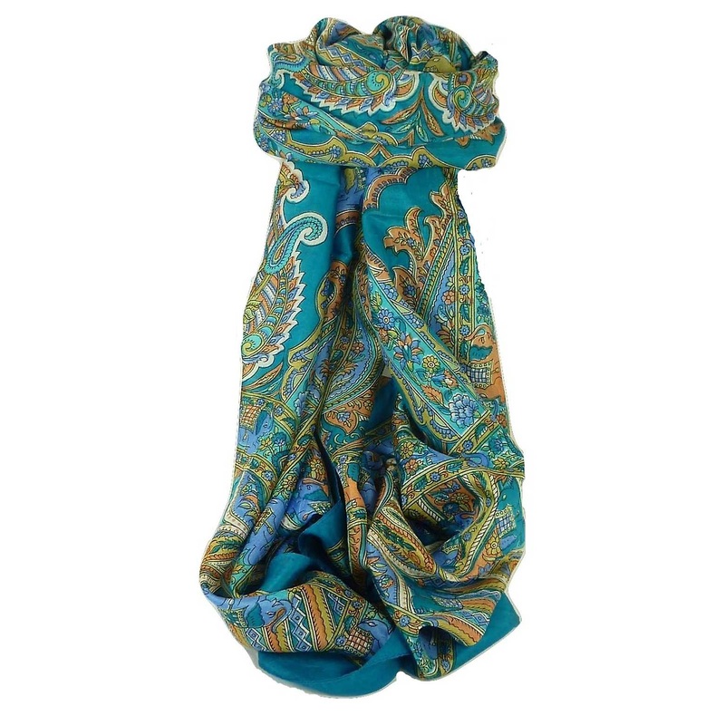 Classic Paisley Long Scarf Mulberry Silk Dara Forget Me Not by Pashmina & Silk | Fruugo SG
