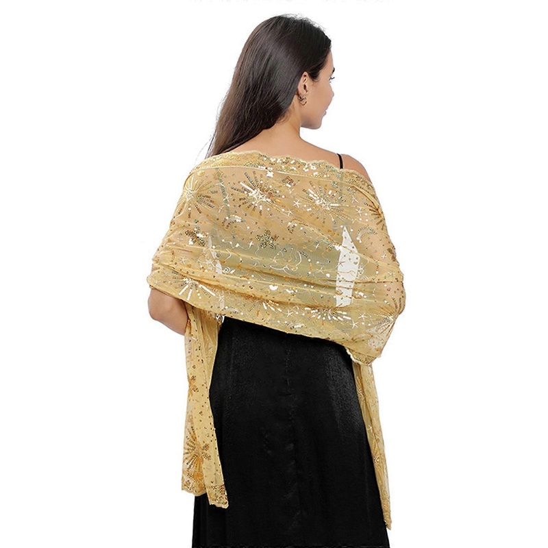 Embroidery Scarfs for Hot Summer Embroidery Shawl with Sequins Decor for Ladies Mother Wedding Party Sunproof Supplies  Gold | Fruugo SG