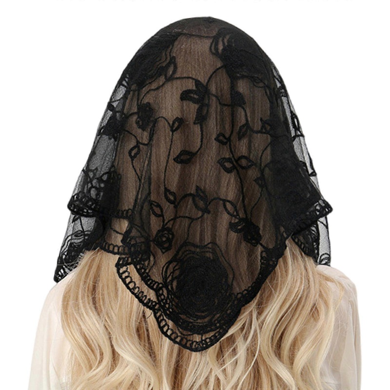 Ethnic Lace Scarf for Wedding Latin Mass Scarf Headscarf Bridal Scarf Catholic Church Mantilla Scarf Casual Formal Headwrap  Black JP104 | Fruugo SG