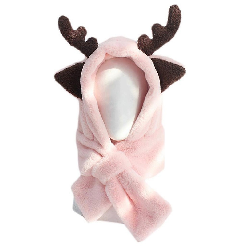 Funny Hooded Scarf Stuffed Feel Animals Hat Warm Fleece Hats Kids Winter Hat One Size Christmas Party Decorations  Light pink | Fruugo SG