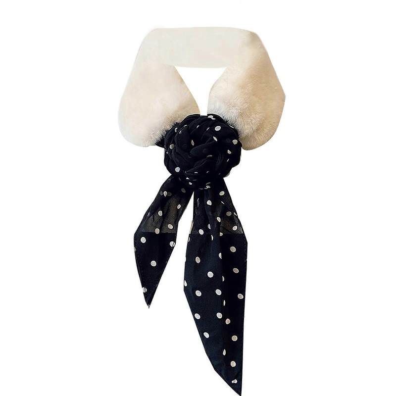 Furry Plush Scarf Wrap for Winter Warmth with Elegant Leopard Print Silk Ribbon Patchwork Long Neckerchief for Women  White | Fruugo SG