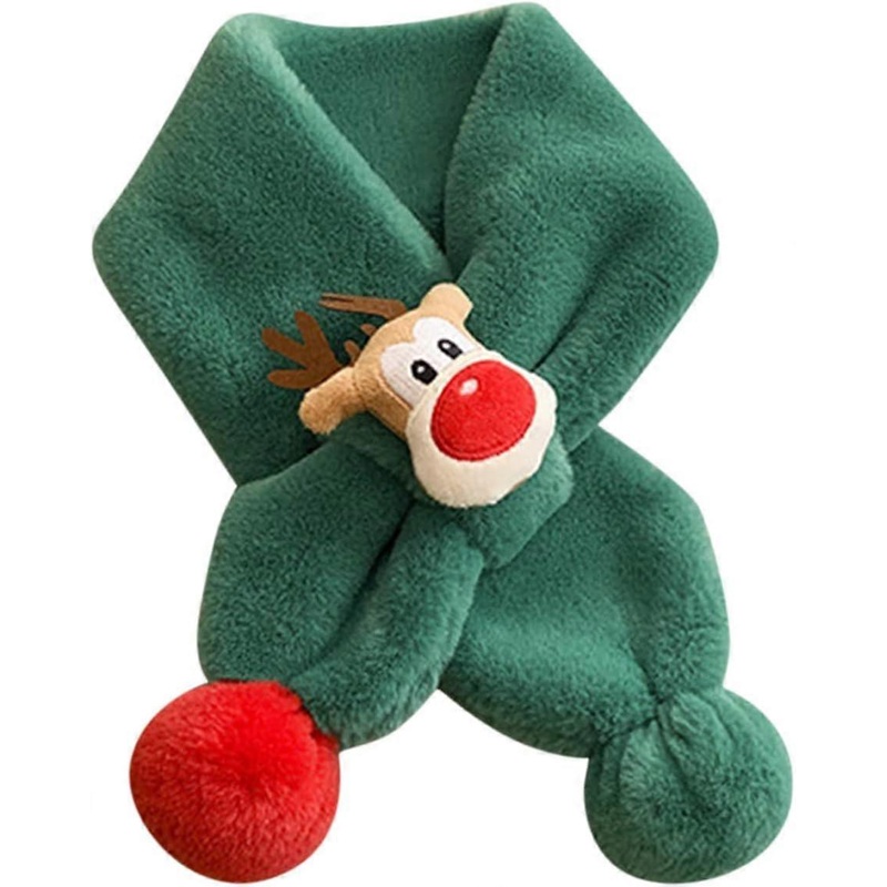Lady Children Christmas Cute Scarf Winter Warm Soft Scarf Neck Warmer for Toddlers Boys Girls (Green, S) | Fruugo SG