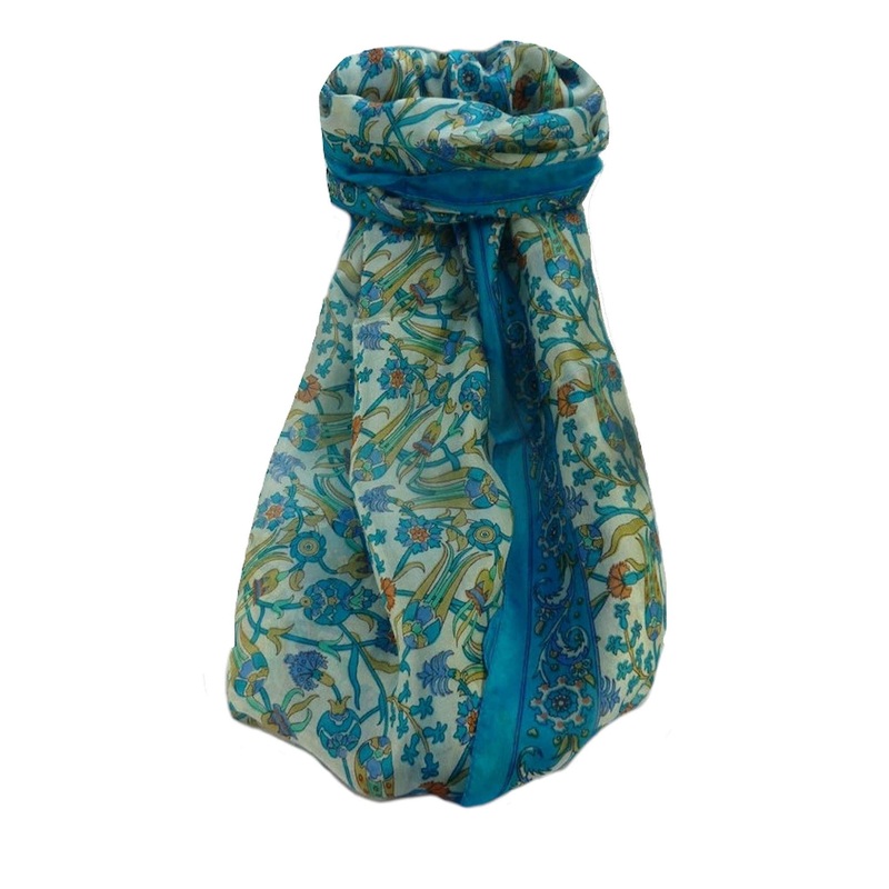 Mulberry Silk Traditional Long Scarf  Karwan Light Blue by Pashmina & Silk | Fruugo SG