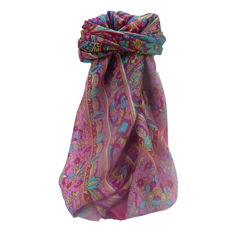 Mulberry Silk Traditional Square Scarf Alia Pink by Pashmina & Silk | Fruugo SG