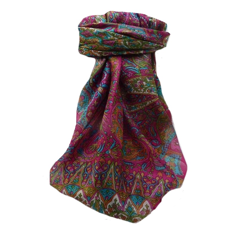 Mulberry Silk Traditional Square Scarf Devika Pink by Pashmina & Silk | Fruugo SG