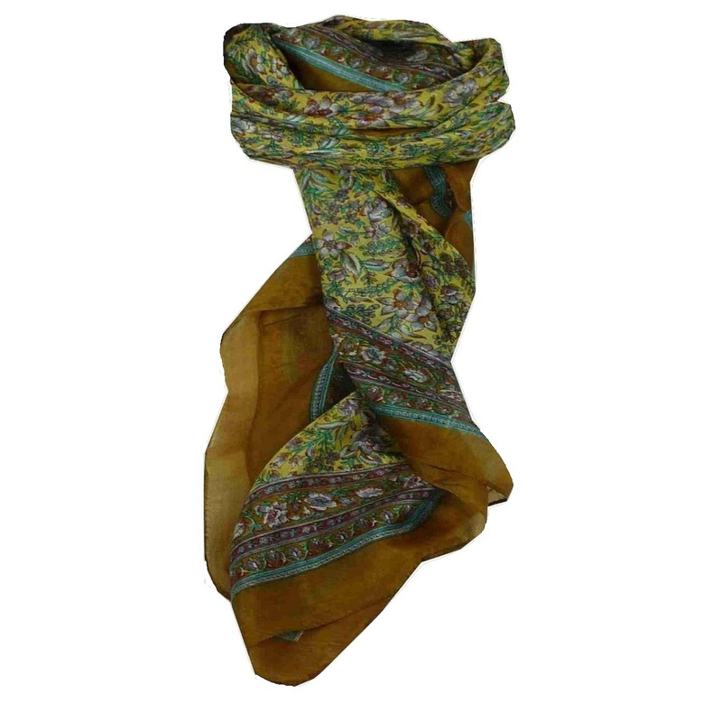 Mulberry Silk Traditional Square Scarf Jind Caramel by Pashmina & Silk | Fruugo SG