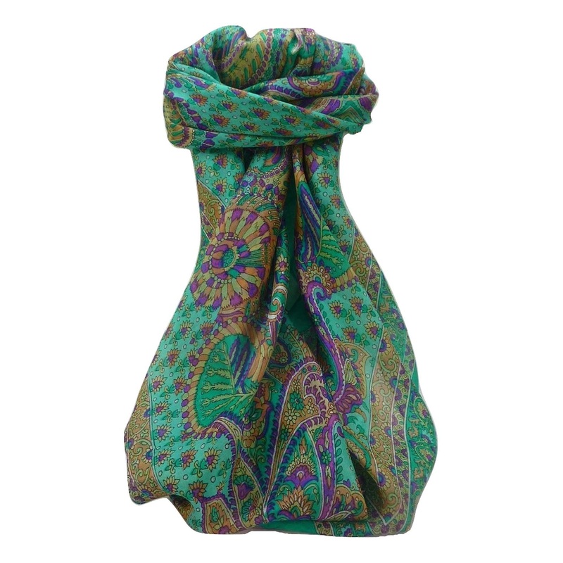 Mulberry Silk Traditional Square Scarf Osh Emerald by Pashmina & Silk | Fruugo SG
