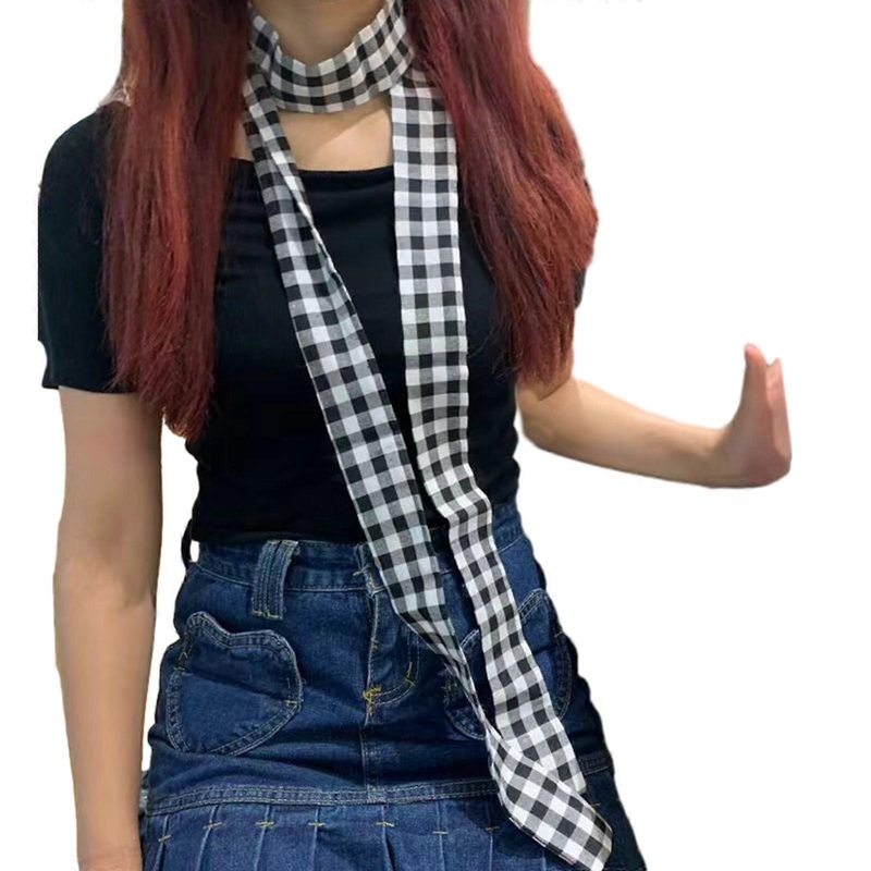 Plaids Long Neckerchief Cotton Linen Scarf Necktie for Clothes Costume Party Halloween Cosplay Accessory  Black | Fruugo SG