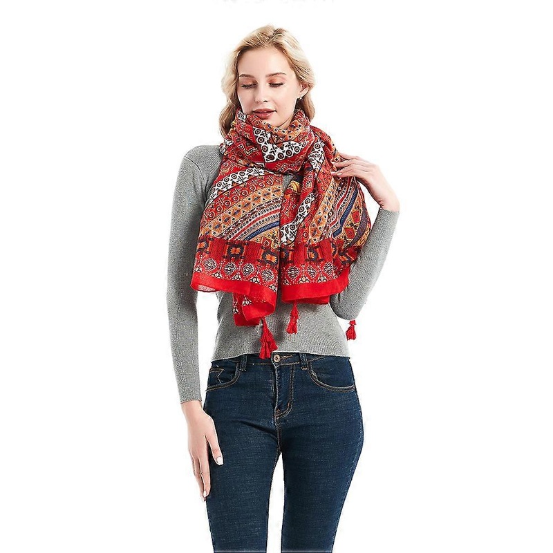 Thin Scarf 1Pack Sunscreen Shawl Ethnic Style For Women Red 180x100x0.1cm Beach Vacation | Fruugo SG