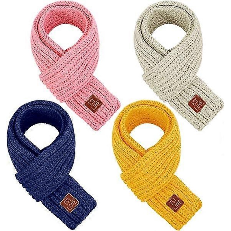 TODDOR 4 Pieces Kids Scarf Winter Knitted Kids Scarves Solid Color Neck Warmer for Children | Fruugo SG