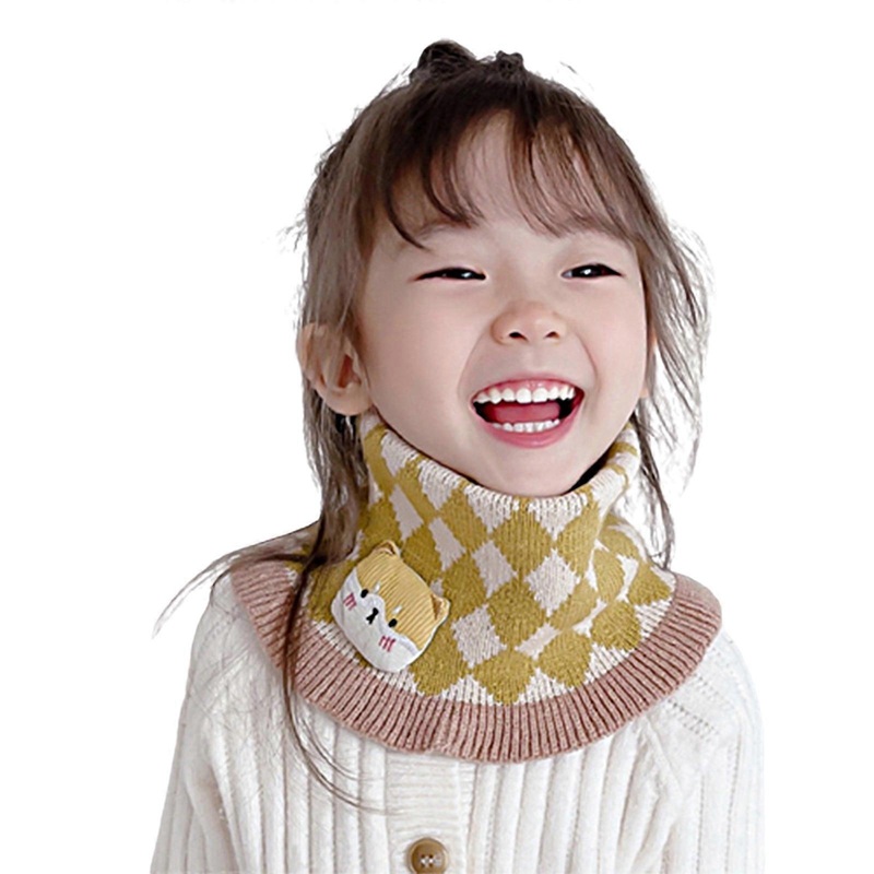 Trendy Soft Girls Collar Scarf with Cartoon Decor Knitted Neck Warmer Winter Children Muffler for Cold Weather Supplies  Yellow | Fruugo SG