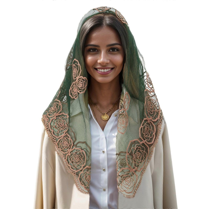 Vintage Lace Scarf Latin Mass Head Scarf Spanish Head Covering Scarf Elegant Church Scarf Head Covering Travel Headwrap  Green | Fruugo SG