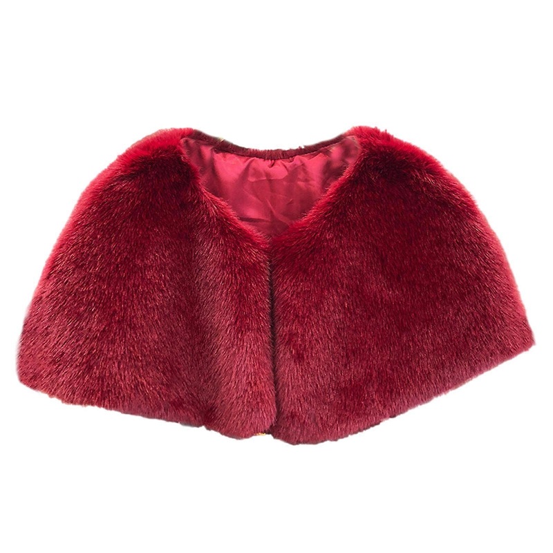 Winter Warm Bridal Shawl Wedding Shawl Bride Capes Cloak Faux Furs Women Wrap for Evening Parties and Daily Wear  Burgundy | Fruugo SG