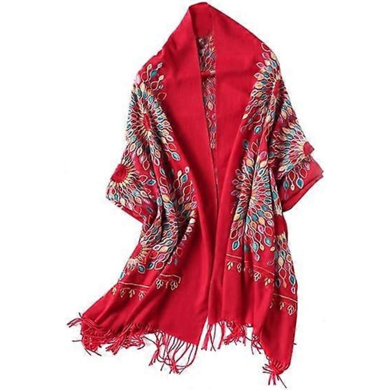 Women’s Embroidered Oversize Tassel Shawl Scarf Wraps for Women | Fruugo SG