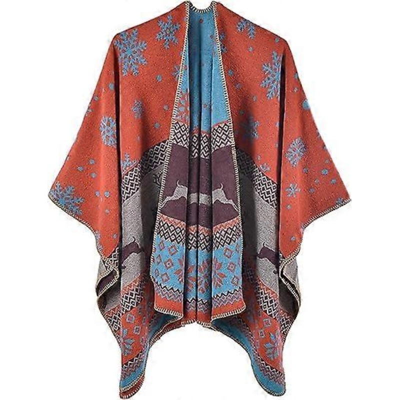 Women’s Plaid Sweater Poncho Cape Coat Open Front Blanket Shawls and Wraps | Fruugo SG
