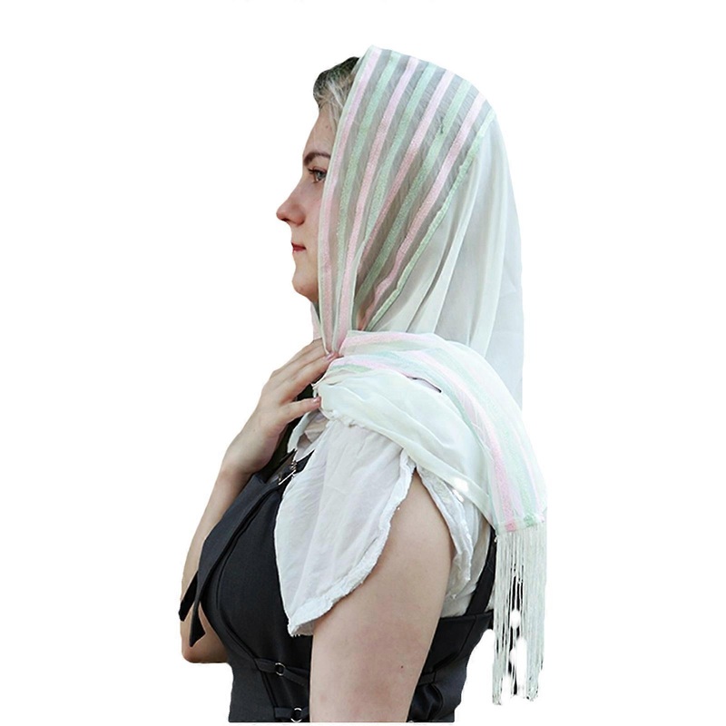 Women Scarf Ethnic Striped Collar Elegant Exotic Shawl Neckerchief Collar Autumn Fringed Neck Scarf  White | Fruugo SG