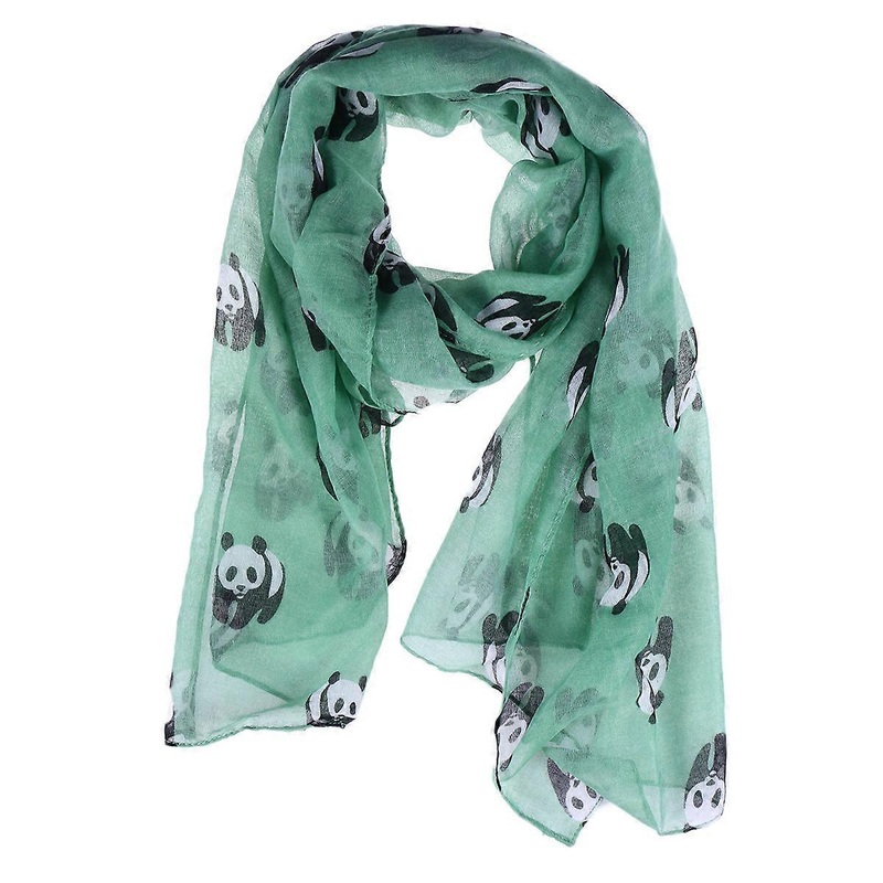 Women Scarves Panda Print Casual Shawl Voile Green Rectangular Versatile Wear 1Set | Fruugo SG