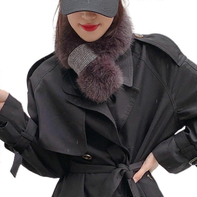 Women Winter Thicken Plush Soft Scarf Solid Candy Color Collar Shawl Neck Warmer Shrugs Knitted Neckerchief Short Wrap  Purple brown | Fruugo SG
