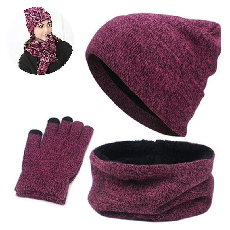 1 Set/ 3 Pcs Winter Hat Scarf Gloves Set For Men And Women, Beanie Gloves Neck Warmer Set With Warm Knit Fleece Lined | Fruugo SG