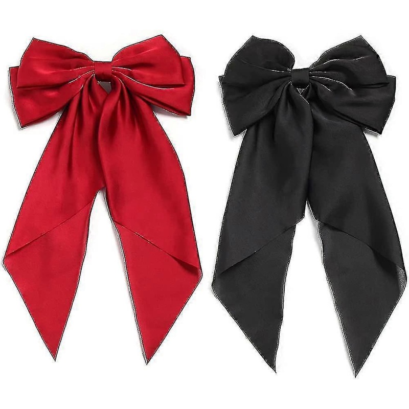 2pcs Large Bows For Women Big Bow Clip Girl Scarf French Barrette With  Long Silky Satin Gift | Fruugo SG