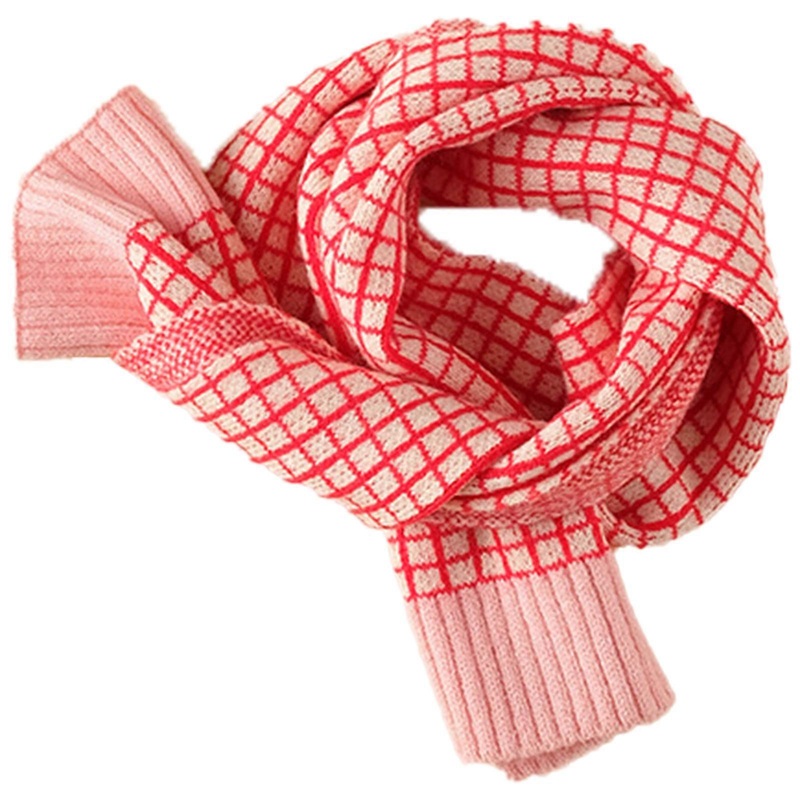 Children Winter Scarf Plaid Knitted Scarf Kids Fashion Thicken Warm Woolen Shawl Patchwork Neckerchief For Boys Girls  Red | Fruugo SG