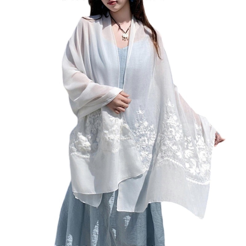 Ethnic Shawl Embroidery Flower Scarf Shoulder Wrap For Modern Women Practical Fashion Travel Dressingup Accessories | Fruugo SG