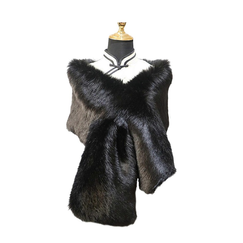 Imitation Fur Shawl Solid Color Cross Women Luxurious Warm Wrap Thickened Faux Fur Scarf Evening | Fruugo SG