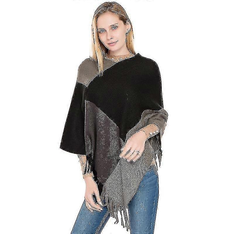 Large Square Color Matching Knitted Warm Shawl, New Cashmere Tassel Head Cape | Fruugo SG