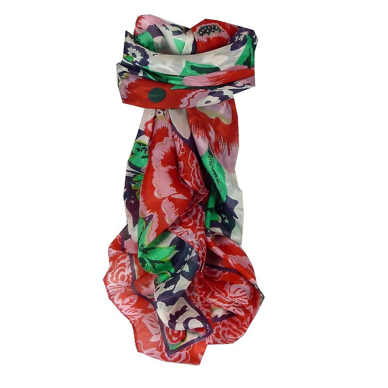 Mulberry Silk Classic Square Scarf Floral Red by Pashmina & Silk | Fruugo SG