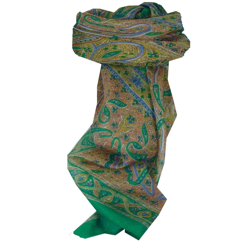 Mulberry Silk Traditional Square Scarf Chail Green by Pashmina & Silk | Fruugo SG