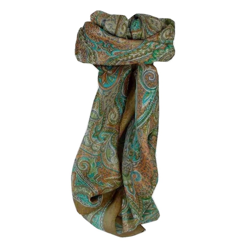 Mulberry Silk Traditional Square Scarf Cheyar Caramel by Pashmina & Silk | Fruugo SG