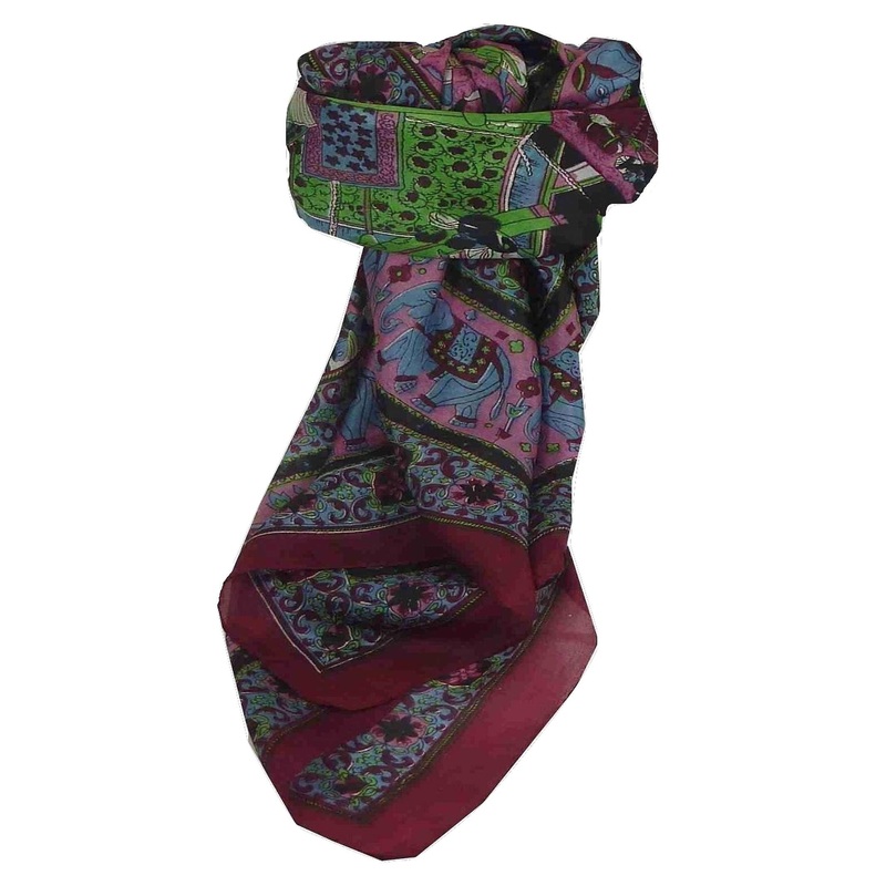 Mulberry Silk Traditional Square Scarf Farrin Wine by Pashmina & Silk | Fruugo SG