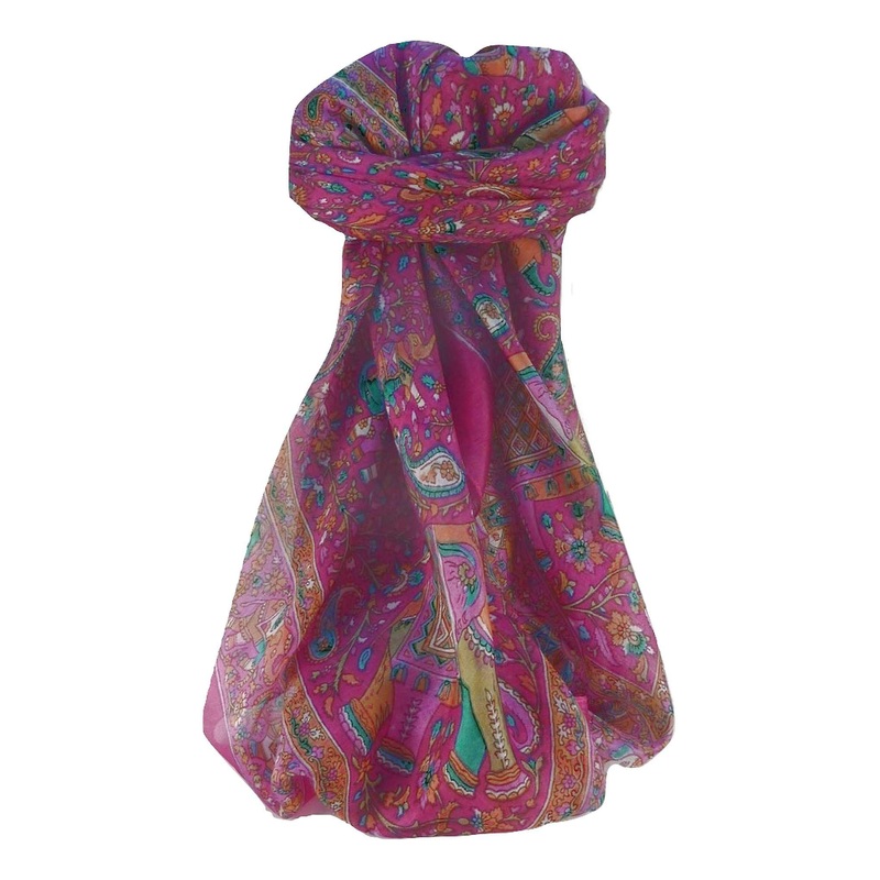 Mulberry Silk Traditional Square Scarf Kan Pink by Pashmina & Silk | Fruugo SG