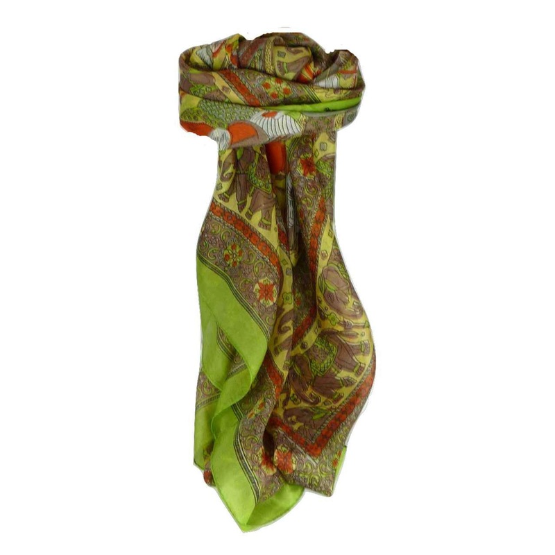 Mulberry Silk Traditional Square Scarf Usman Sage by Pashmina & Silk | Fruugo SG