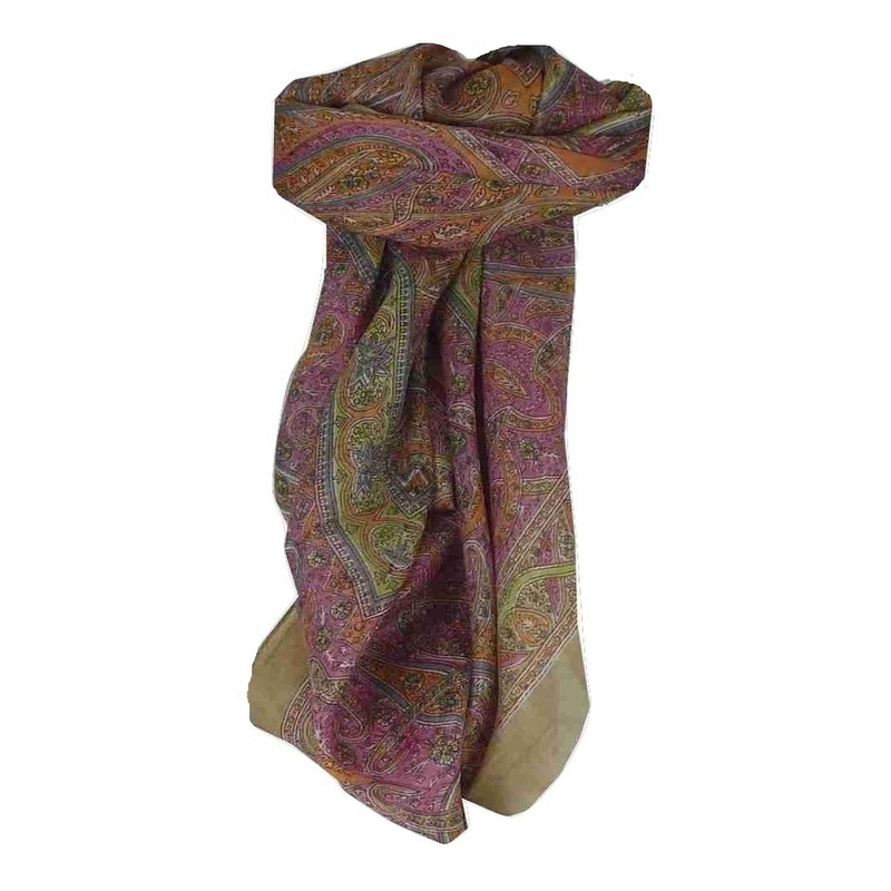 Mulberry Silk Traditional Square Scarf Yamuna Caramel by Pashmina & Silk | Fruugo SG