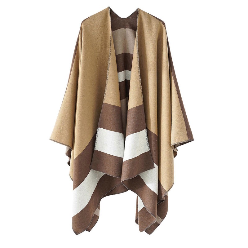 Oversized Sweater Shawls Elegant Layering Poncho Stylish Lattices Cardigan Shawls for Parties and Casual Outfits  khaki brown | Fruugo SG