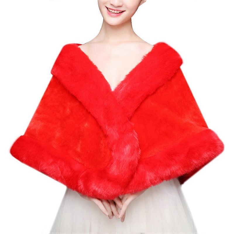 Plush Shawl Red Wedding Dress Accessories Winter Warmth 165 x 45 x 5cm 1Pack | Fruugo SG