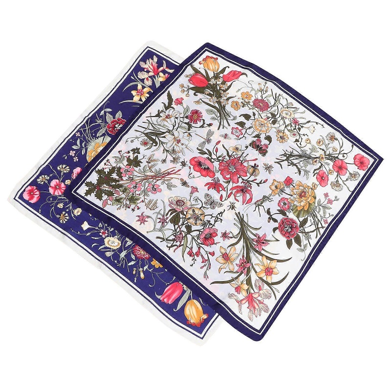 Printed Silk Square Scarf Uniform Accessory Bank Staff Spring Autumn Winter 2Pack | Fruugo SG