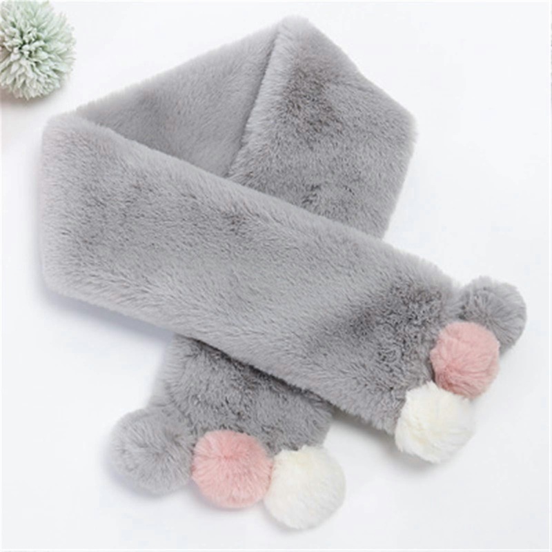 Scarves Winter Cute Children Scarf Boy Girls Scarves Imitation Rabbit Fur Collar Scarf With Pompom | Fruugo SG