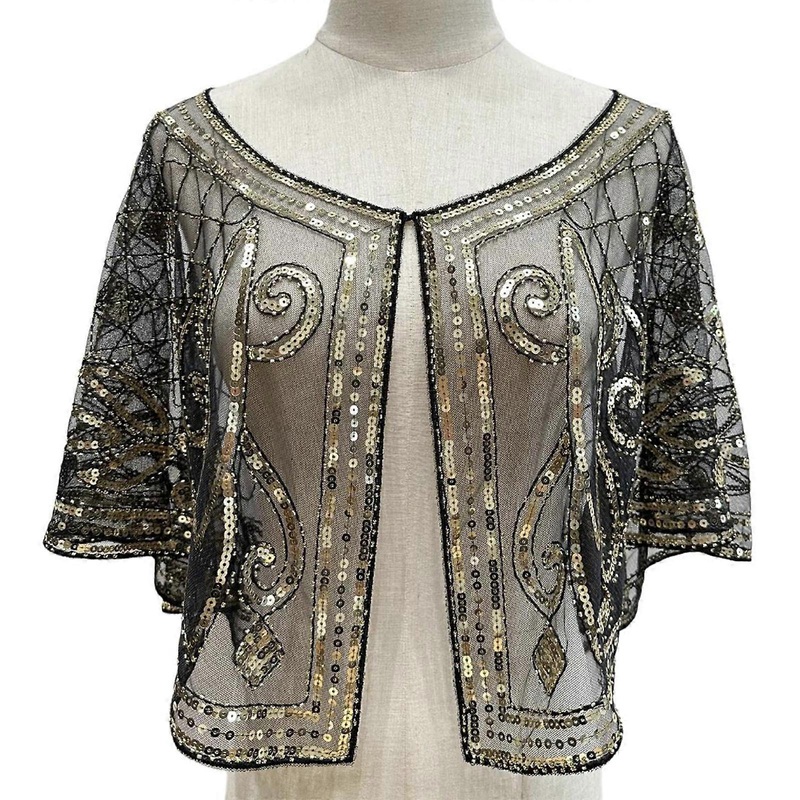 Sophisticated Sequined Capelet Fashionable Beaded Shawl Bridal Elegant Shawl for Weddings and Balls  303 black gold | Fruugo SG